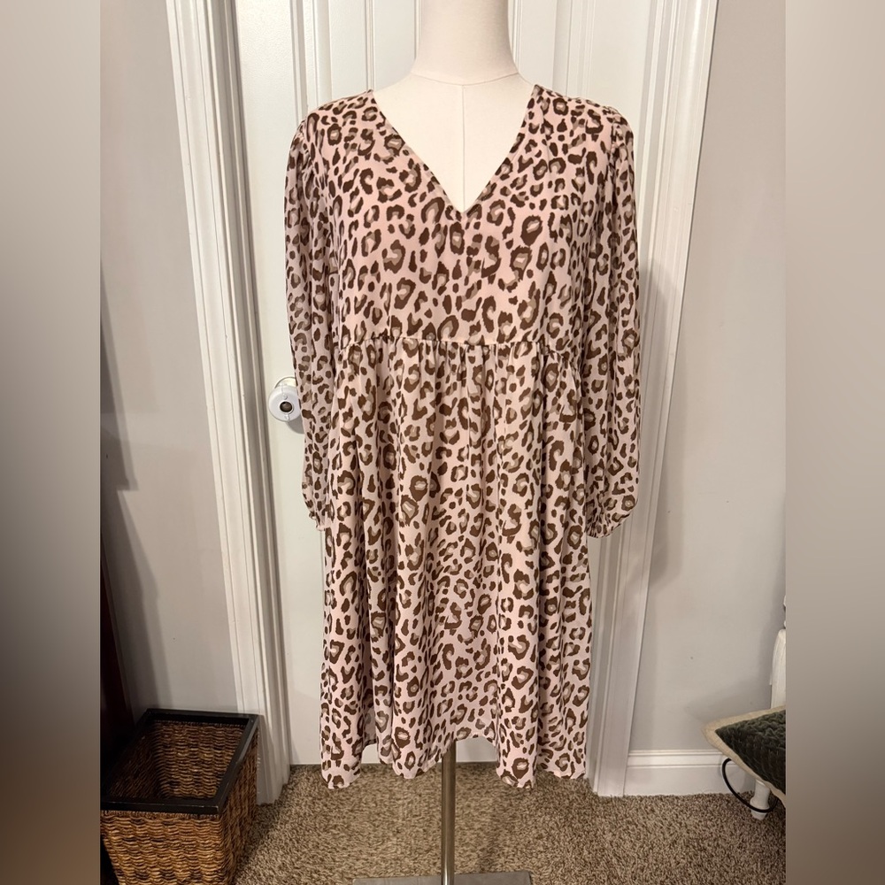 Baevely Animal Print Long Sleeve Dress